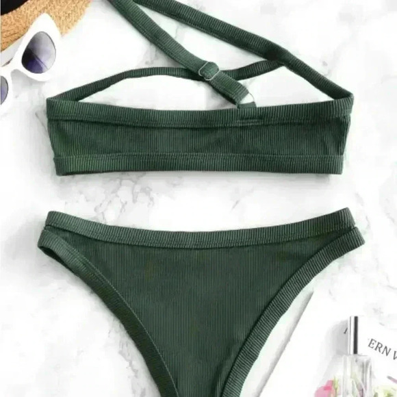 ZAFUL One Shoulder Textured Ribbed Bikini Set - Picture 3 of 8